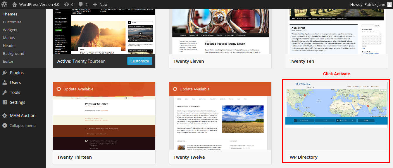 activate WP Directory
