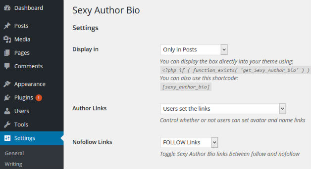 Sexy Author Bio settings