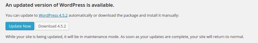 Update WordPress using One Click update