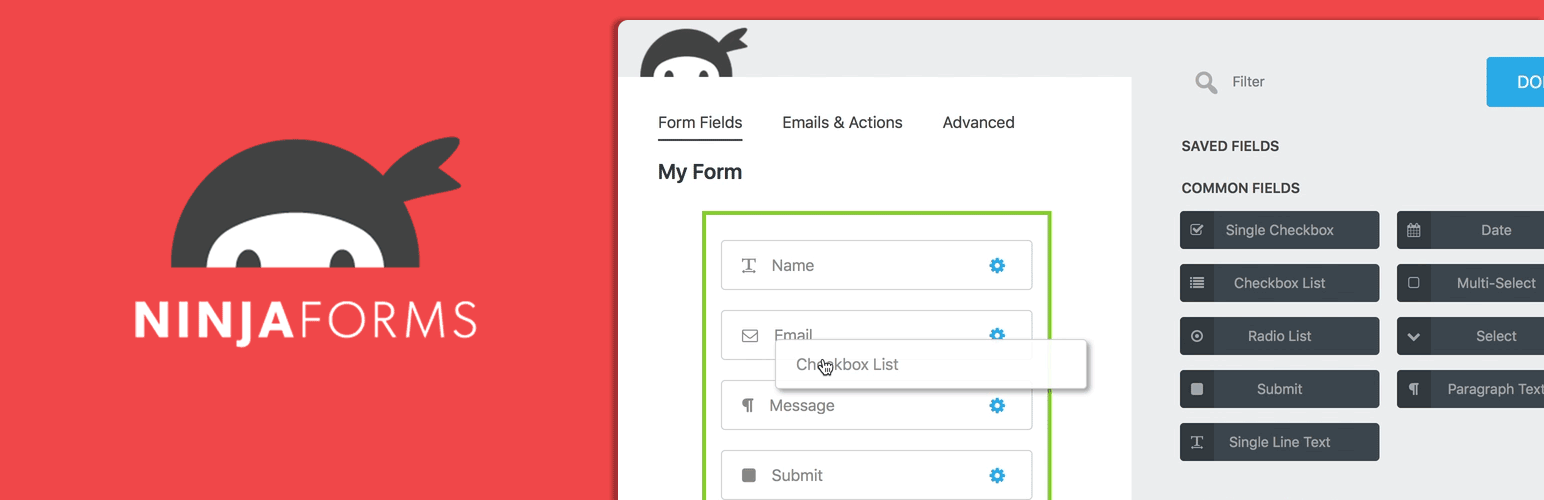 capturing email address by using ninja forms WordPress email plugins