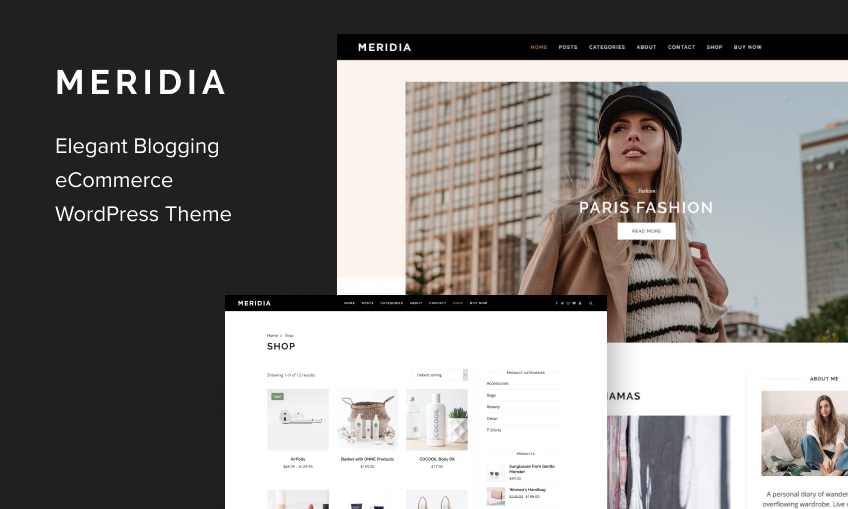 Meridia Minimal eCommerce Lifestyle Blog WordPress Theme