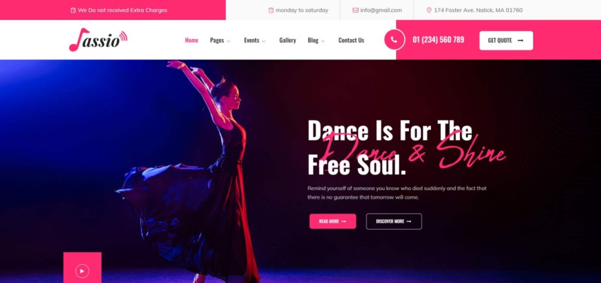 Jassio Dance - Music Dance WordPress Theme