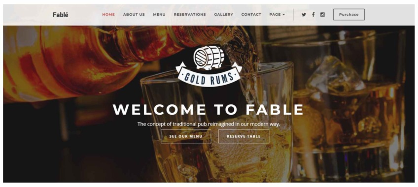 Fable – Restaurant Bakery Café Pub WordPress Theme
