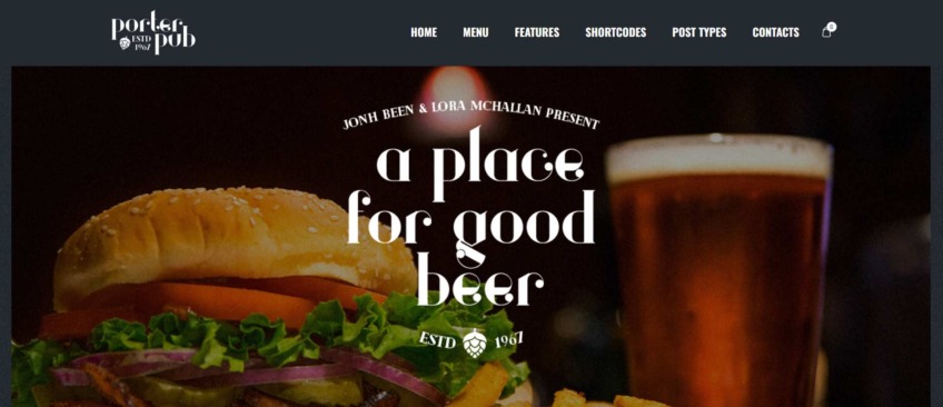 Porter Pub – Bar & Restaurant WordPress Theme