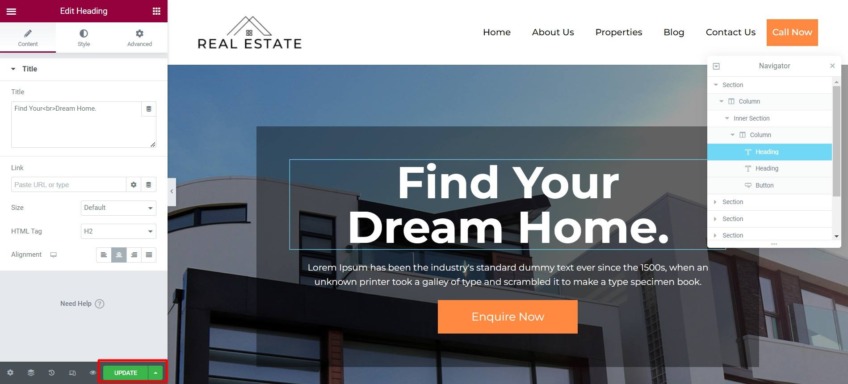 real estate template publish