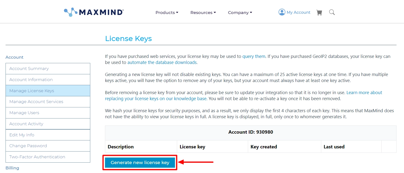 generate new license key