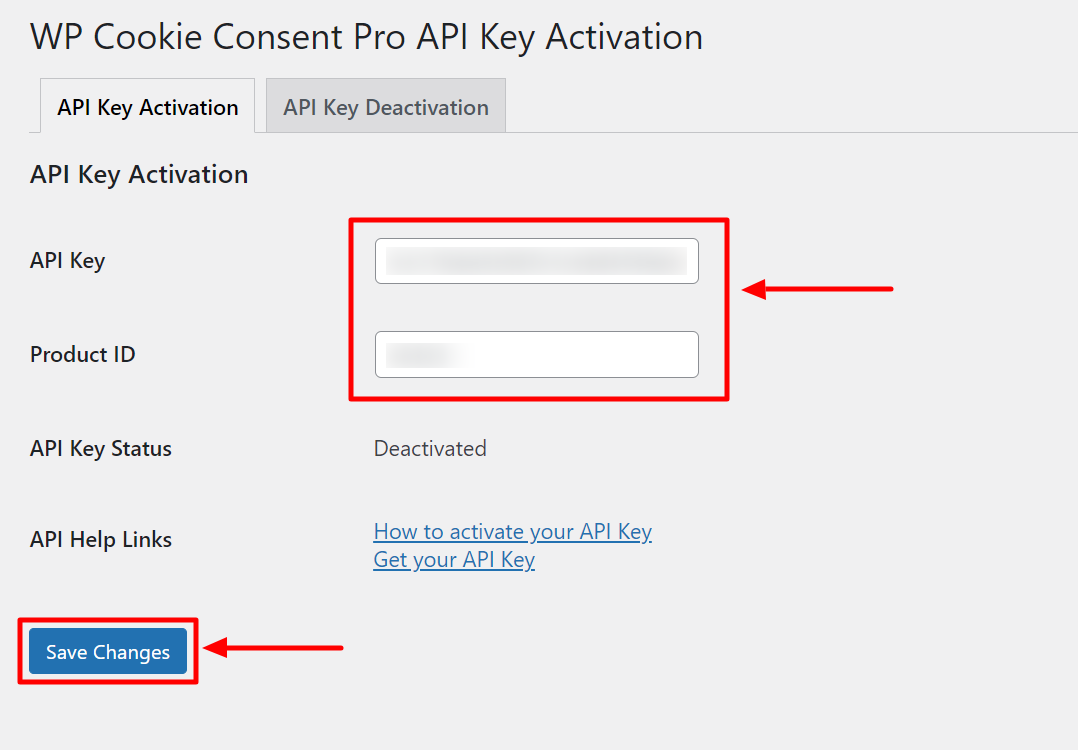 Add API key and product ID