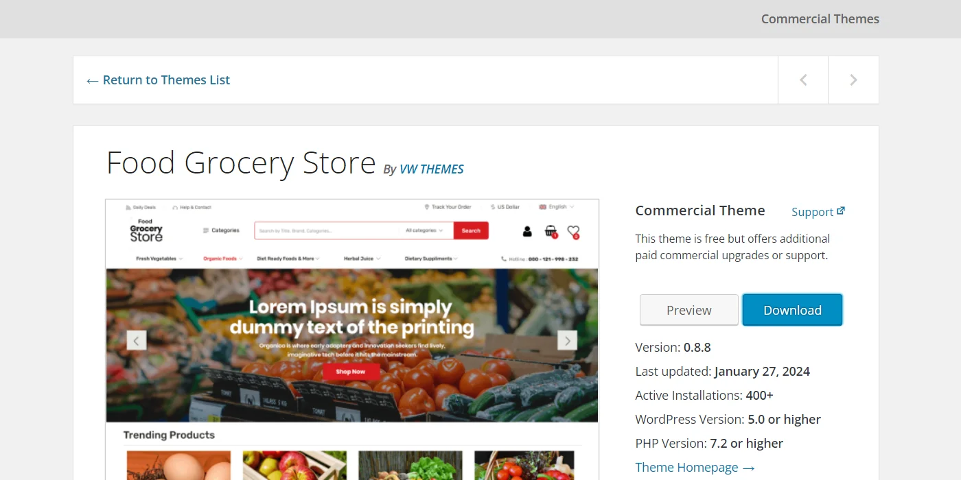 Food grocery store theme