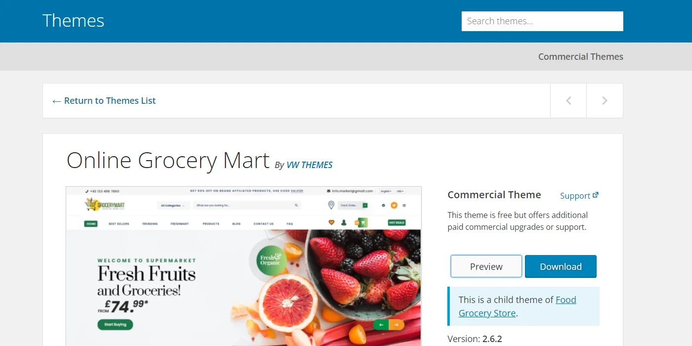 Online grocery mart theme