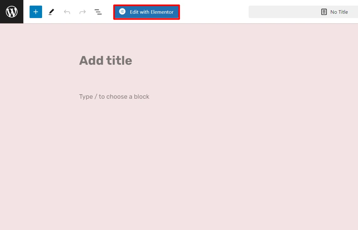 Clicking edit with elementor